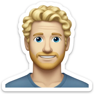 full body light curl blonde 30yo man blue eyed pale skin sticker