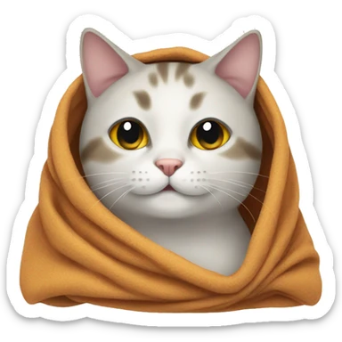 Cat in blanket sticker