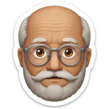  portrait of old man with big, scruffy beard wearing glasses sticker