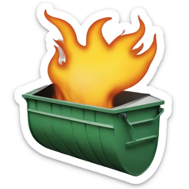 Dumpster fire big flames smiling face sticker