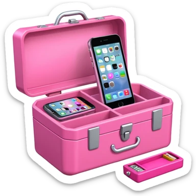 big girly cellphone with a pink mini toolbox sticker