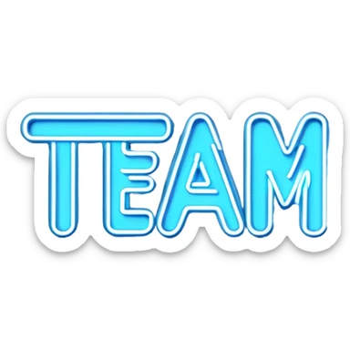 blue neon sign with the word team sticker
