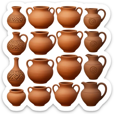 clay pottery with diffetent motifs sticker