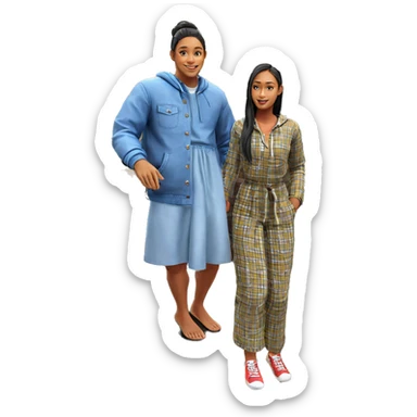 smiling couple on stairs sticker