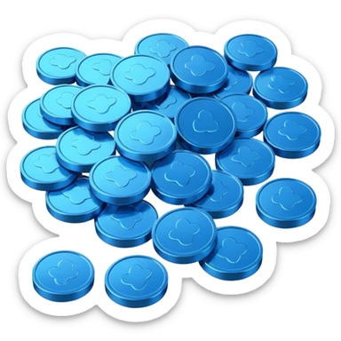 blue coins credit in a package sticker