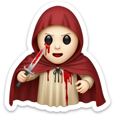 make a ghost face emoji with a cloak on and a bloody knife from the movie scream sticker