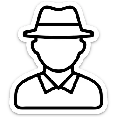 outlined icon of a man with a hat sticker