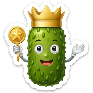 Pickle with gold medal sticker