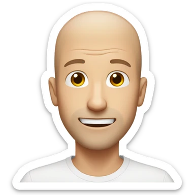 White German guy with stubble and no hair with excited reaction  sticker