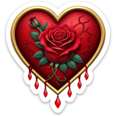 gothic heart with a bleeding rose sticker