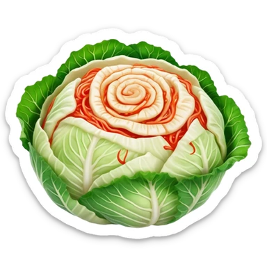 Cinematic Realistic Kimchi Dish Emoji, depicted as a vibrant fermented cabbage dish with a spicy kick rendered with detailed textures and dynamic, appetizing lighting. sticker