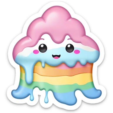 melted pastel rainbow kawaii frosting sticker