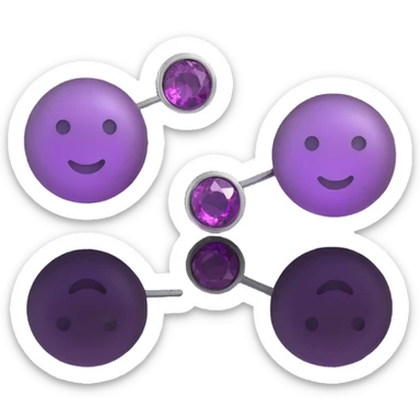 pair of 3D emoji-style purple gemstone stud earrings, sparkling and elegant sticker