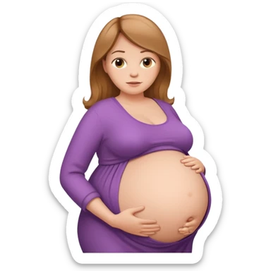 very heavily pregnant overdue woman with very large belly sticker