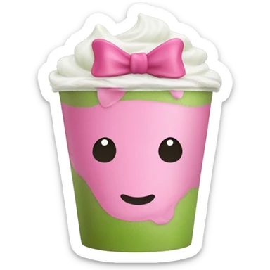 pink bow on iced matcha cup sticker