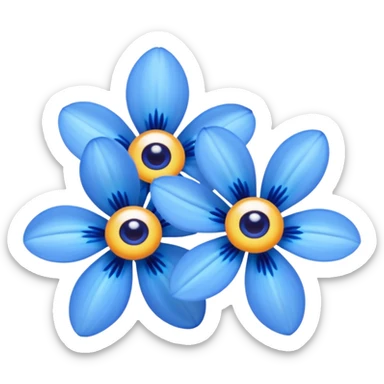 blue flowers with two eyes sticker
