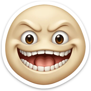 Biting teeth with one eye open wide and one slighty open  sticker