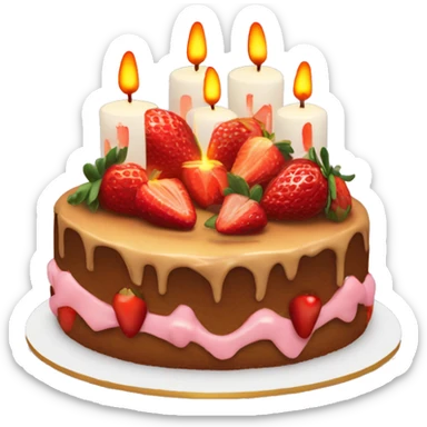 cake with strawberries and candles sticker