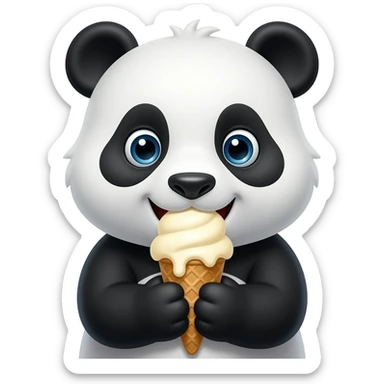 Panda eating ice cream sticker