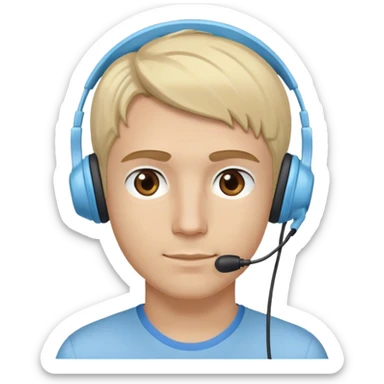 kind of blond guy with brown eyes wearing light blue headset g733 sticker