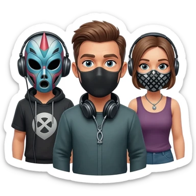 Trio dj with dj masks sticker