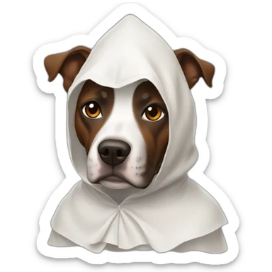 Brown staffy in ghost costume sticker