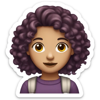 curly dark purple haired brown eyed girl sticker