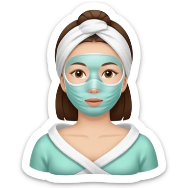 Lady with face mask spa beauty full face relaxing sticker
