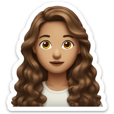 girl with long brown wavy hair and brown eyes sticker