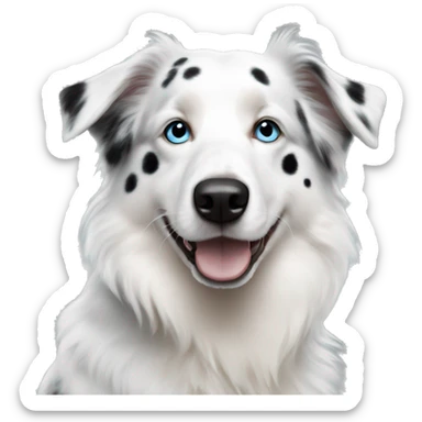 White Australian shepherd with black spots and blue eyes sticker