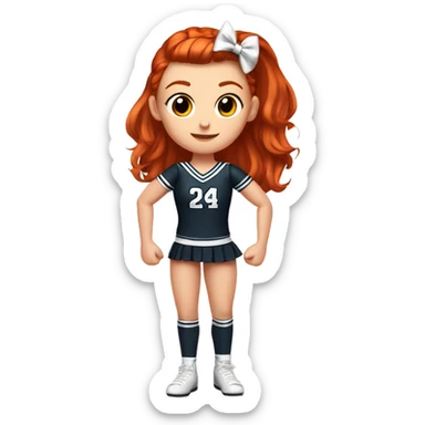 Redhead girl all star cheer full uniform high ponytail with a bow  sticker