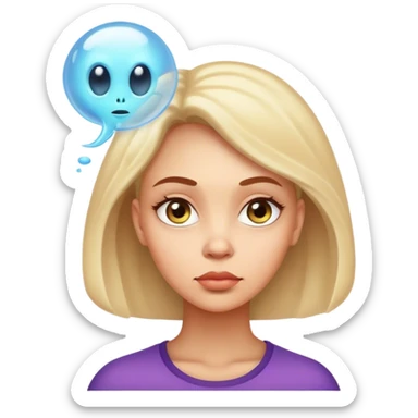 woman with a thinking bubble having an alien in it sticker