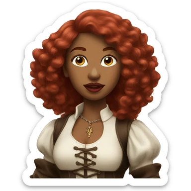 Three Musketeers black woman smooth long red hair big lips sticker