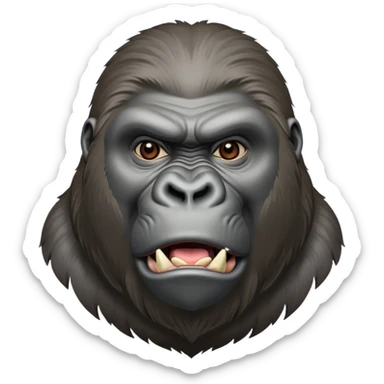 Silverback gorilla, powerful expression, detailed great ape face, realistic primate portrait sticker
