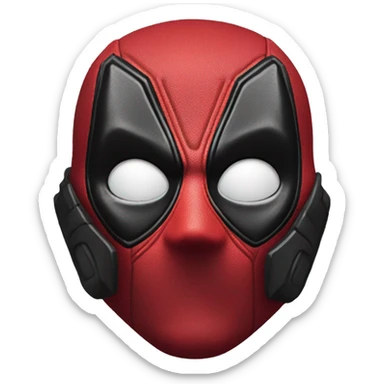 Deadpool surprised with jaw open under the mask and hands on the sides of his face sticker
