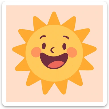 a smiling sun with soft pastel colors, pastel toon style sticker