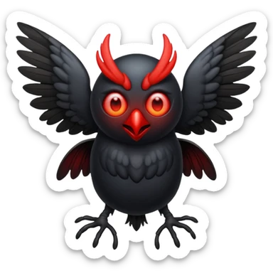 Create a scary emoji of the mothman with bright red eyes sticker