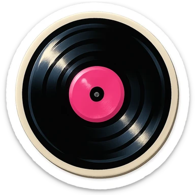 black and pink vinyl record, bold and playful, vintage sticker look sticker