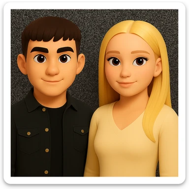 Keep the image unchanged except slightly spread the people apart from each other. Preserve the original style and background as is. sticker