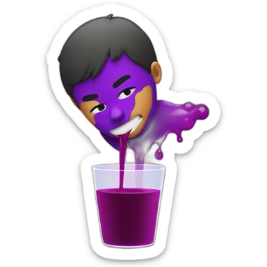 kid drinking purple juice spill over face dizzy sticker