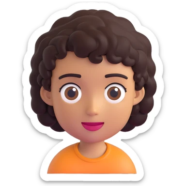 character emoji with tan skin and short black curly hair sticker