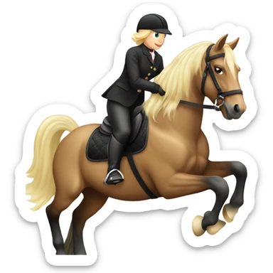 blonde equestrian riding friesian horse sticker