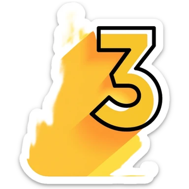 Number 3 on a yellow volumetric background sticker