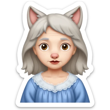 The big bad wolf put on Grandma's clothes and disguised itself as a human. sticker