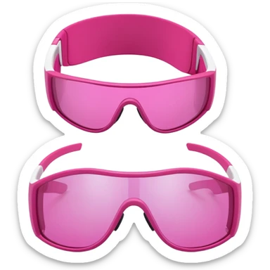 sporty pink shield visor sunglasses with robust thick frame, athletic design, substantial build, one-piece lens sticker