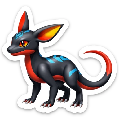 Cute Shiny Guilmon-Salandit-Umbreon-Fakémon-hybrid-creature (full body)  sticker