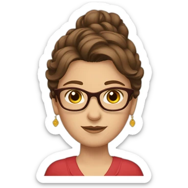 A princess with brown hair and brown eyes and red clothes and wearing glasses  sticker