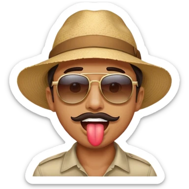 An adult male ostrich standing in the desert, with black feathers. Mouth open. sticker