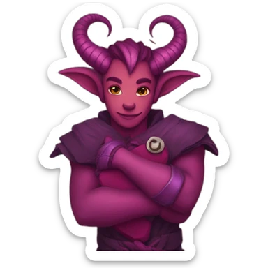 Tiefling hugging the number 7 sticker