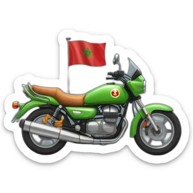 une moto avec le drapeau du Maroc derrière sticker